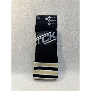 NWT TCK Unisex Adult Sz M Performance Socks Black W/Vegas Gold Rings USA ProDRI